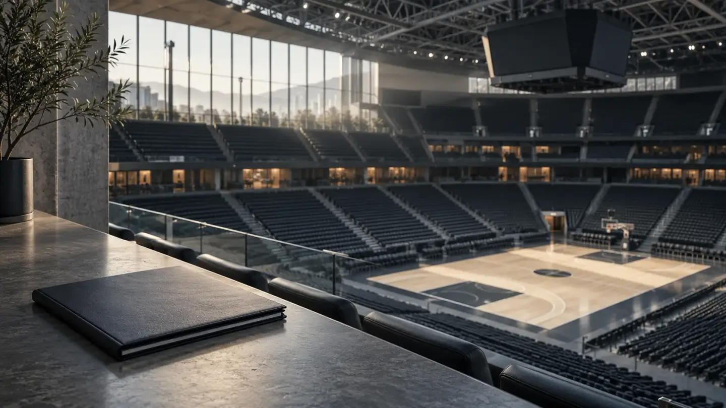 The architecture of an empty sports and events venue.